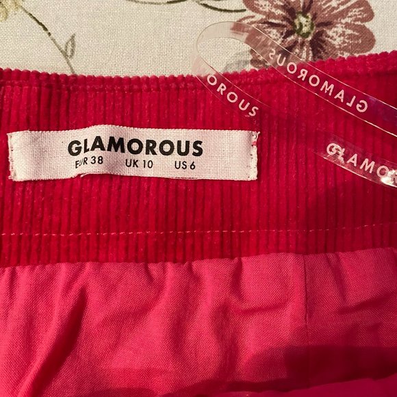 💰 5 FOR $40 / GLAMOROUS FUCHSIA PINK CORD MINI SKIRT (SZ 6) EUC - Picture 3 of 9